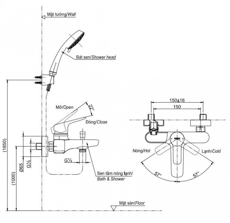 ban-ve-voi-sen-toto-tbg04302v-tbw07012a-1 Bản vẽ kích thước vòi sen TOTO TBG04302VA