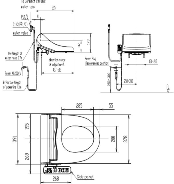 ban-ve-wp-7sl1 Bản vẽ kích thước nắp điện tử American WP-7SL1