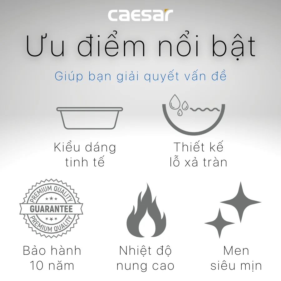 Chậu Rửa Lavabo Caesar L2365 Treo Tường 600x480 mm - Ảnh 4