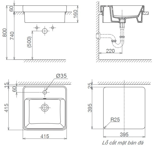 lavabo-viglacera-v24 Bản vẽ chậu rửa lavabo Viglacera V 24 đặt bàn
