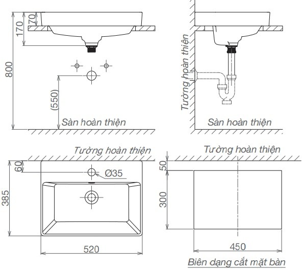 lavabo-viglacera-v29 Bản vẽ chậu lavabo Viglacera V 29 đặt bàn