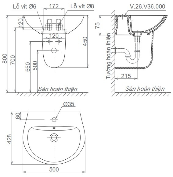 lavabo-viglacera-v36 Bản vẽ chậu rửa mặt V36 Viglacera