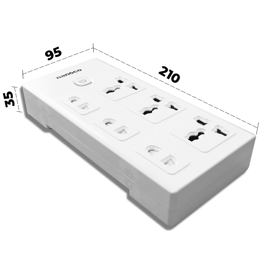 Nanoco Ổ Cắm Có Dây - 3 Ổ Cắm Đa Năng 3 Ổ Cắm Đa Năng Và 1 Công Tắc | NES3332-3 - Ảnh 3