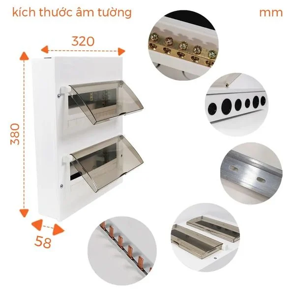 Nanoco - Tủ Điện Âm Tường 18-26 Đường Mặt - Đế Kim Loại | NDP126 - Ảnh 3