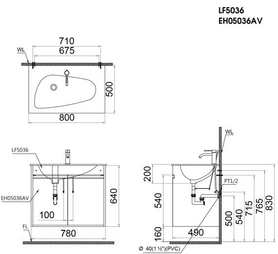 tu-lavabo-caesar-lf5036-eh05036av Bộ Tủ Lavabo Caesar Treo Tường LF5036/EH05036AV