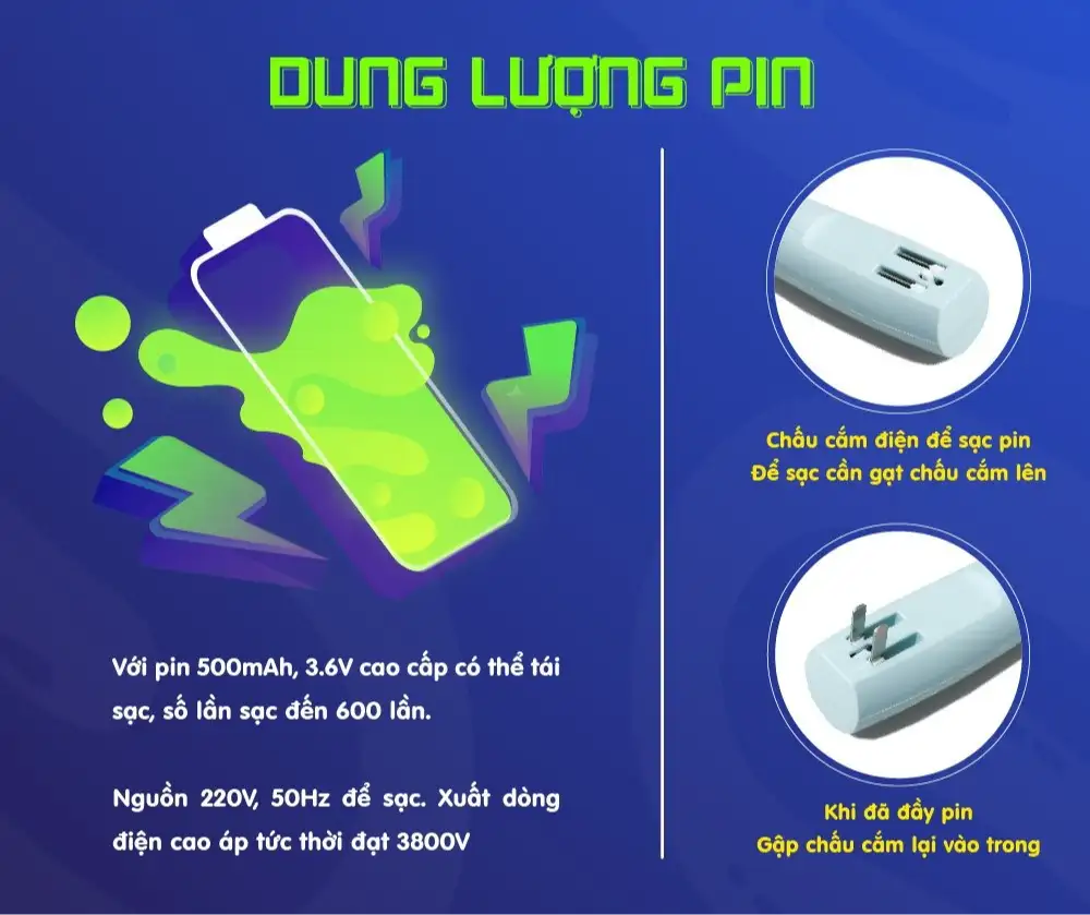 Vợt Muỗi Akimi Cao Cấp - Nhỏ Gọn, Tiện Lợi, Diệt Muỗi Nhanh Chóng