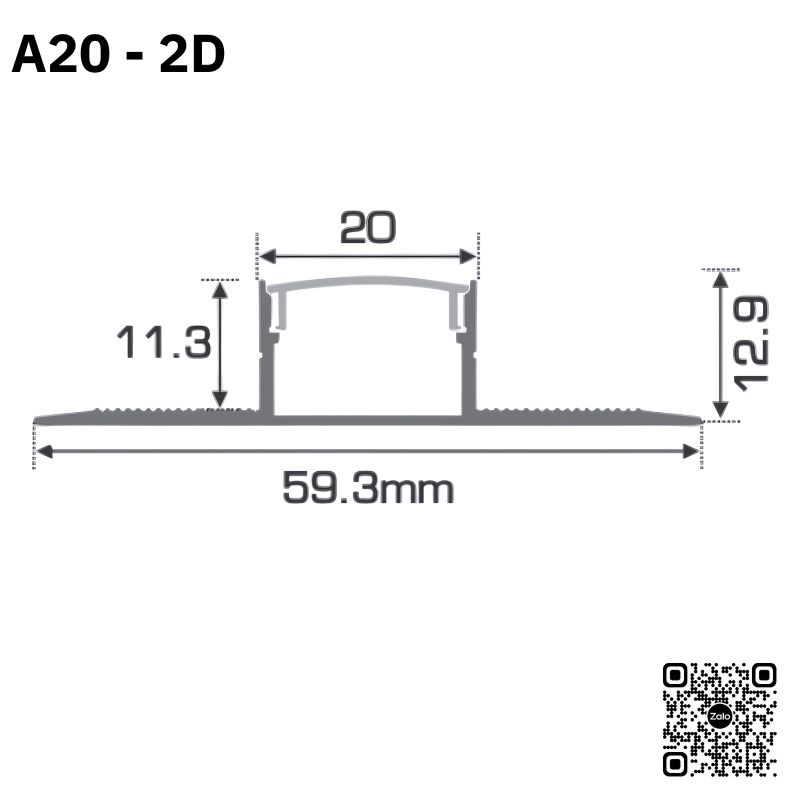 Thanh Nhôm Giấu Viền Dài 1m5 | A20-2D - Ảnh 2