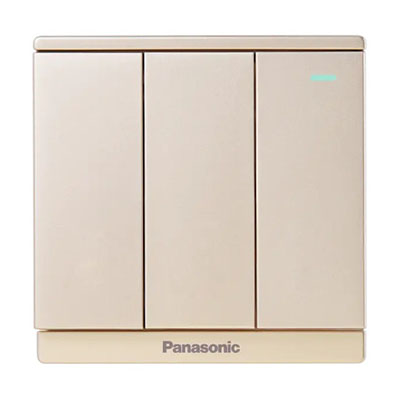 Panasonic Moderva - Bộ 3 Công Tắc C, 2 Chiều, Bắt Vít Có Chỉ Báo Dạ Quang Màu Vàng Ánh Kim WMF516MYZ-1VN
