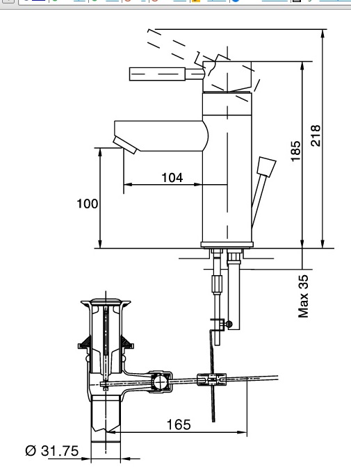 2-35 Bản vẽ kỹ thuật vòi lavabo INAX LFV-8000S