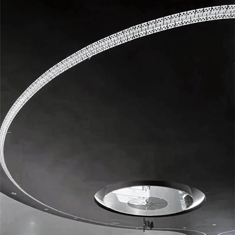 22-25 Đèn trần LED trang trí hiện đại hình vòng cung màu trắng trên trần nhà tối màu