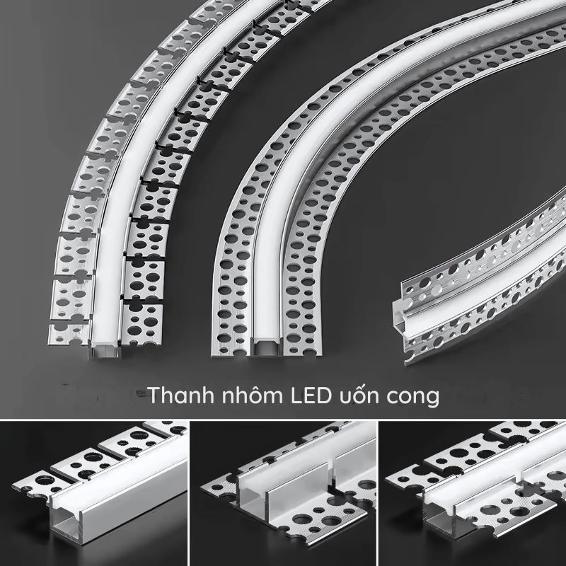 Thanh Nhôm Giấu Viền Uốn Cong Dài 1m5 | B20-1D - Ảnh 2