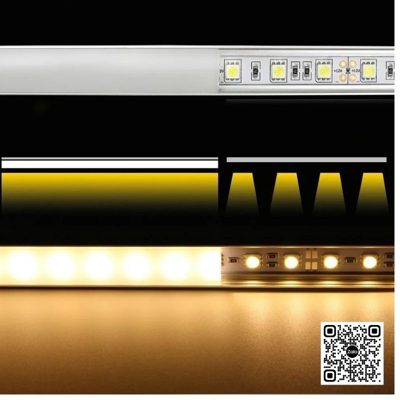 4-89 Đèn led thanh nhôm ánh sáng vàng trang trí nội thất, hiển thị cấu tạo và dải sáng chiếu đều