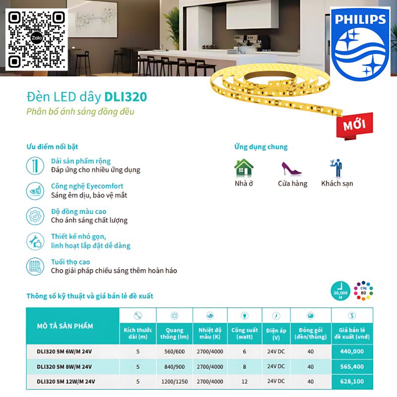 PHILIPS - Led dây SMD DC24V DLI 320 6W ( Cuộn 5m)
