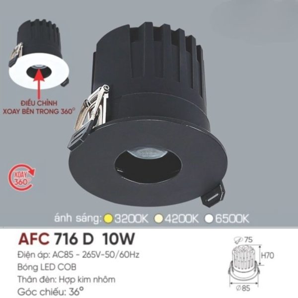 Anfaco - Âm Trần Spotlight 10W Góc Chiếu 36° | AFC 716 D - Ảnh 3