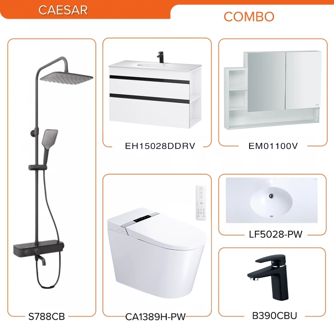 Combo Caesar Trọn Bộ CA1389H-PW+LF5028S-PW+EH15028DDRV+B390CBU+S788CB+EM01100V