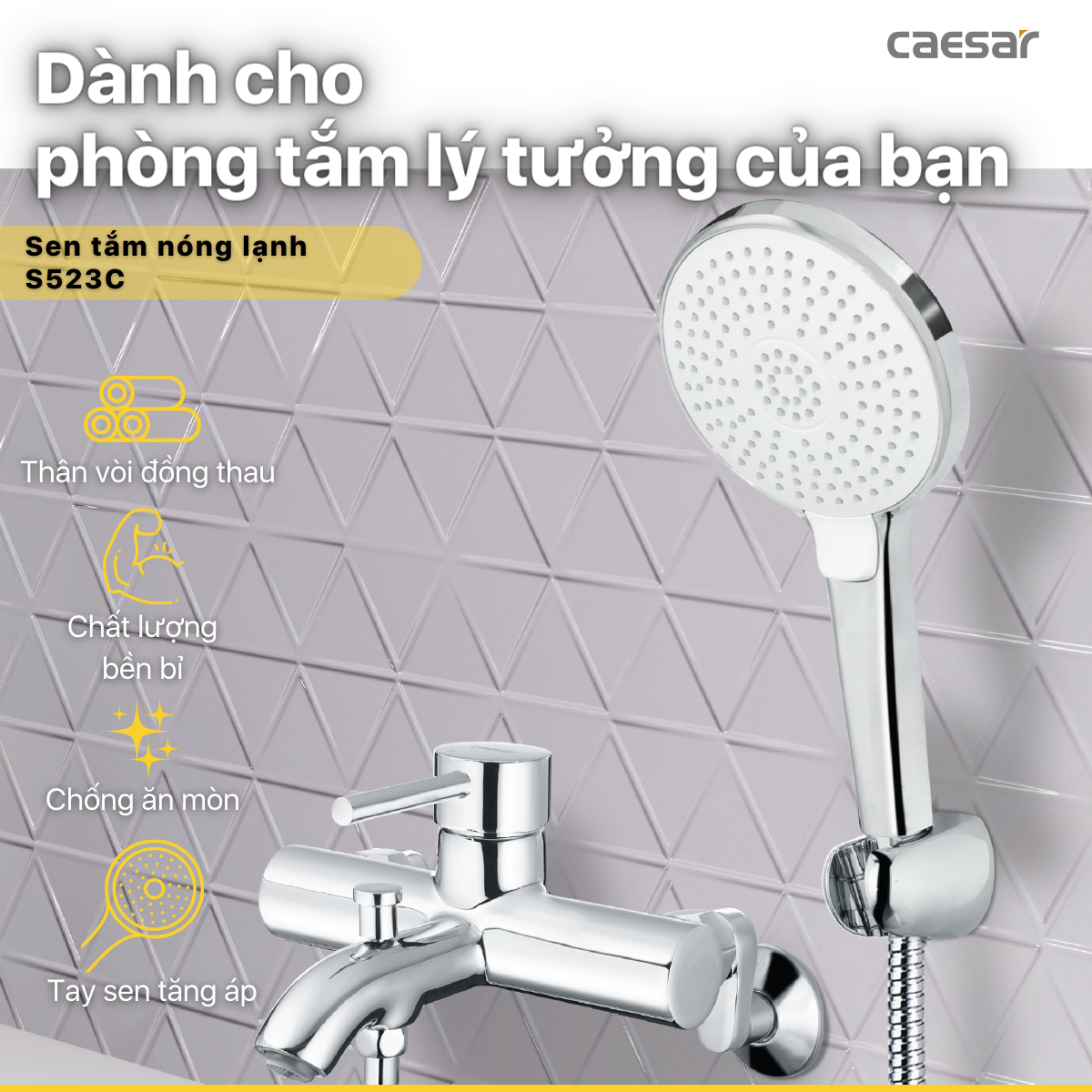 Combo Sen Vòi Caesar B530CU+S523C Nóng Lạnh - Ảnh 3