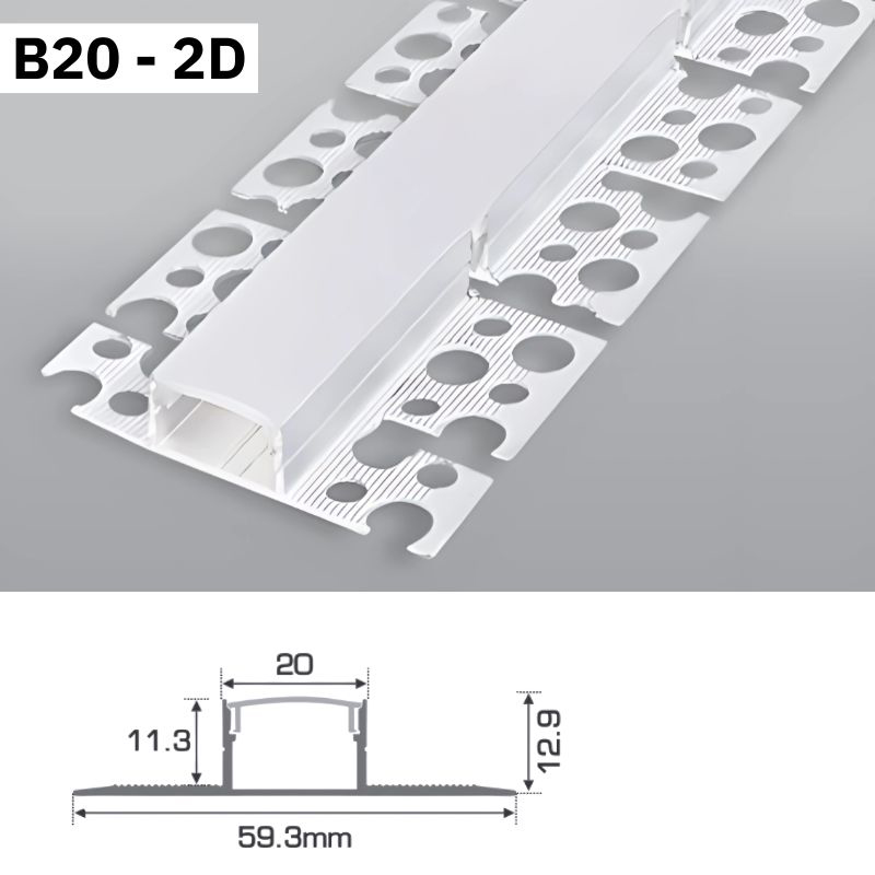 Thanh Nhôm Giấu Viền Uốn Cong Dài 1m5 | B20-2D