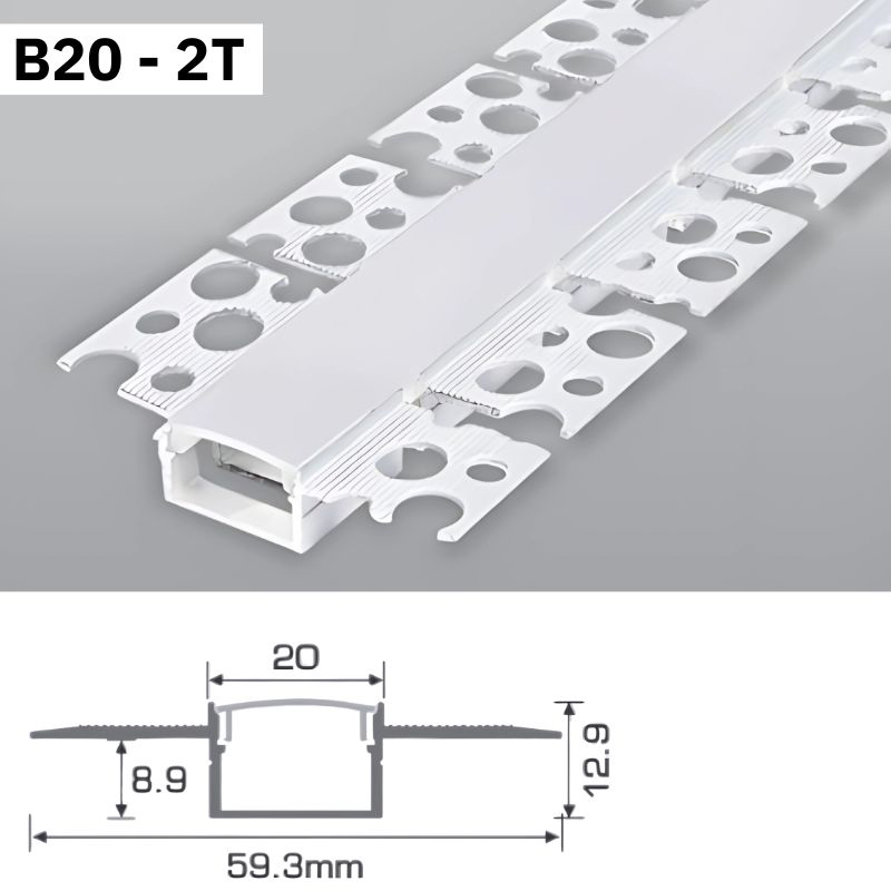Thanh Nhôm Giấu Viền Uốn Cong Dài 1m5 | B20-2T