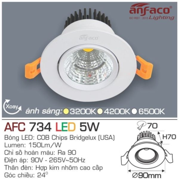 Bridgelux - Âm Trần Spotlight 5W Góc Chiếu 36° | AFC 734 - Ảnh 2