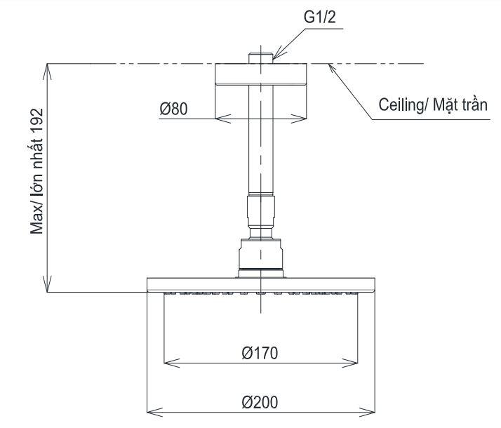 ban-ve-bat-sen-toto-tbw07001a1 Bản vẽ bát sen tắm TBW 07001A1 TOTO gắn trần 200 mm