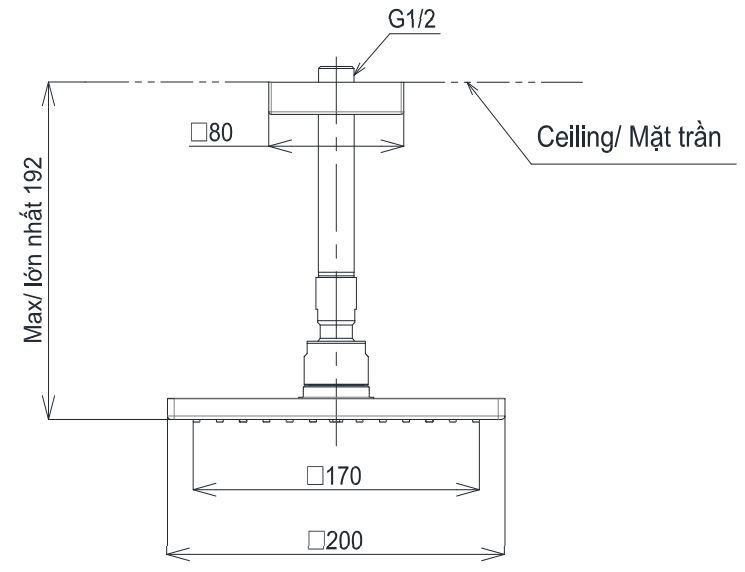 ban-ve-bat-sen-toto-tbw08001a1 Bản vẽ bát sen tắm TBW 08001A1 TOTO gắn trần 200 mm