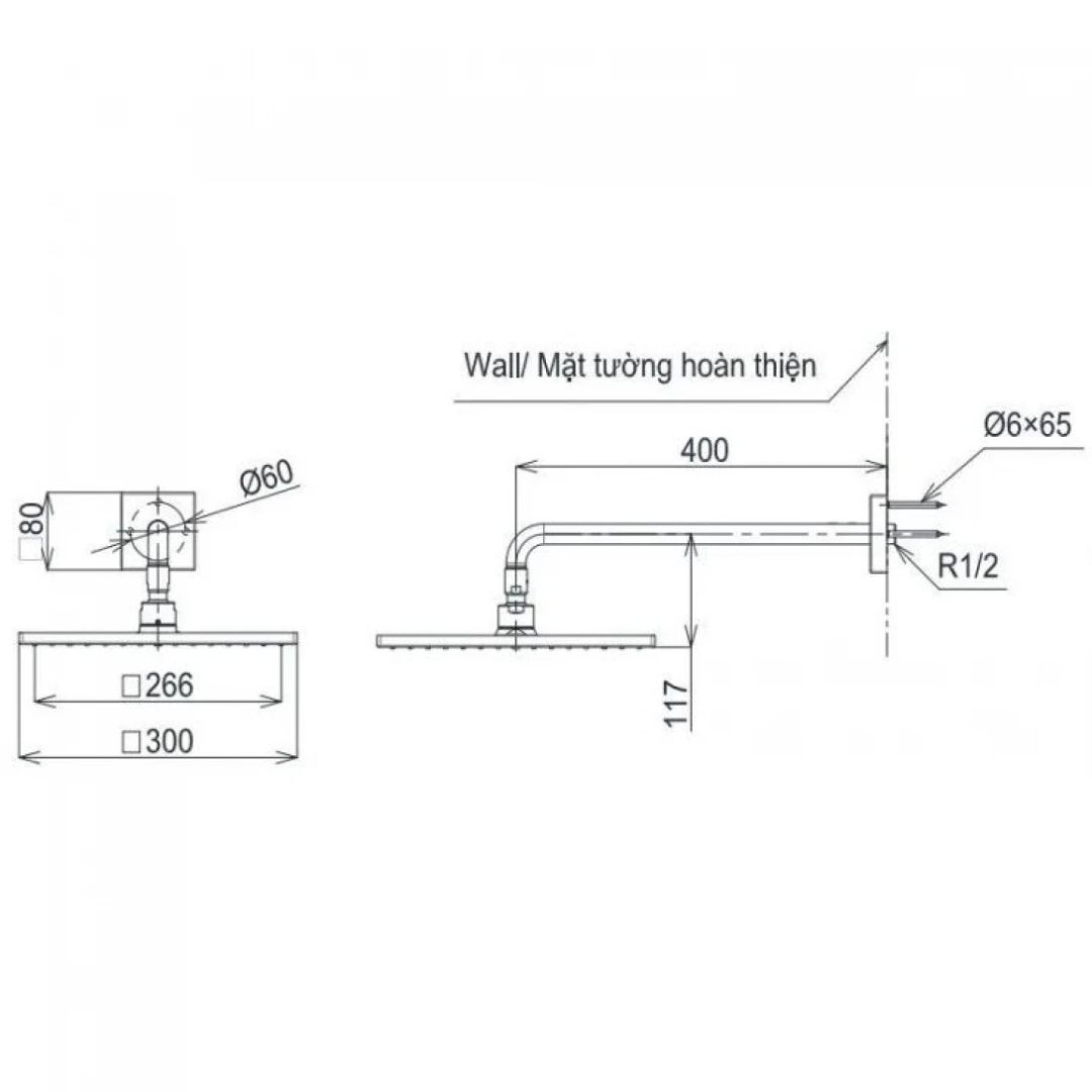 Bản vẽ bát sen tắm TBW 08003A BGP TOTO gắn tường