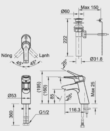 ban-ve-inax-lfv-6012s Bản vẽ kỹ thuật vòi lavabo nóng lạnh INAX LFV6012S