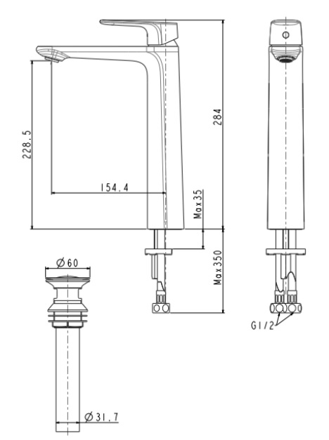ban-ve-voi-american-wf-1702-1 Bản vẽ kích thước vòi chậu American WF1702CS