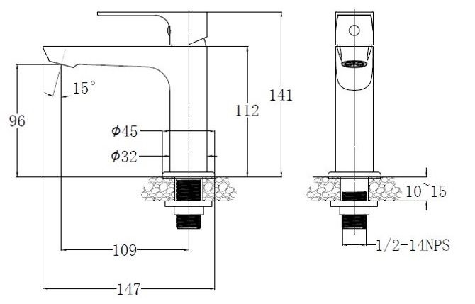 ban-ve-voi-lavabo-caesar-b060cu Bản vẽ kích thước vòi chậu rửa mặt Caesar B060 CU lạnh