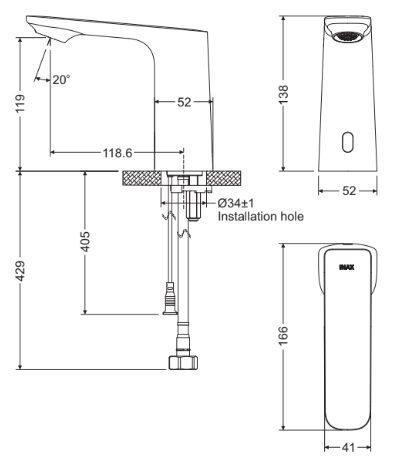 ban-ve-voi-lavabo-inax-amv-91 Bản vẽ kỹ thuật vòi cảm ứng Inax AMV 91