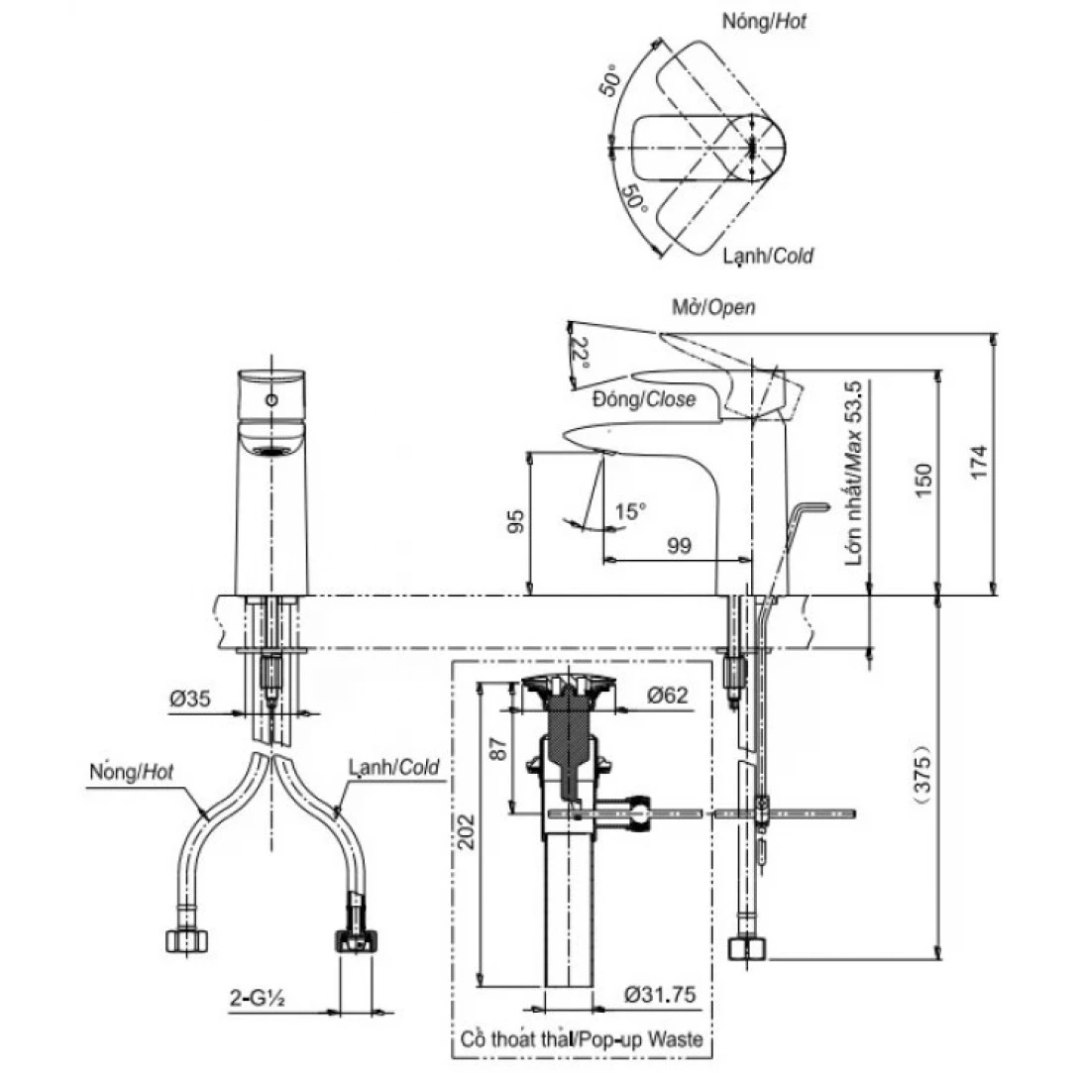 ban-ve-voi-lavabo-toto-tlg04301b-bfvg Bản vẽ kỹ thuật vòi nước TOTO nóng lạnh TLG04301B-BFG