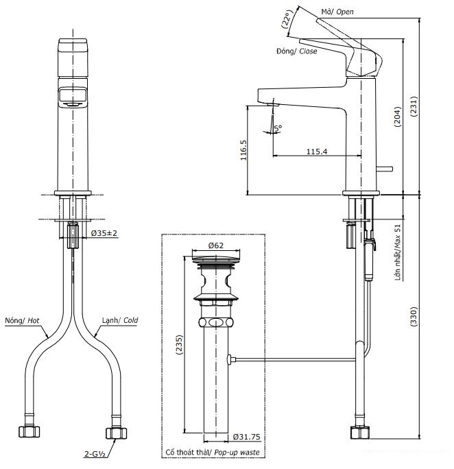 ban-ve-voi-lavabo-toto-tlg10301v Bản vẽ kỹ thuật vòi nước TOTO nóng lạnh TLG10301V
