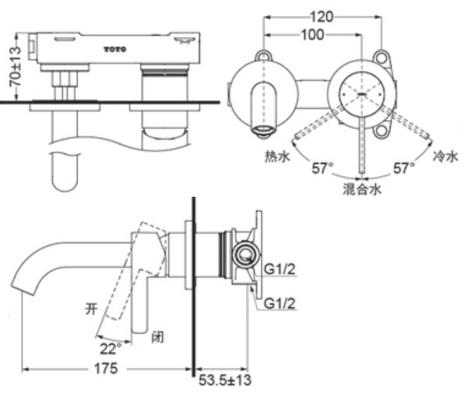 ban-ve-voi-lavabo-toto-tlg11307b-gan-tuong Bản vẽ kỹ thuật vòi TOTO TLG11307B