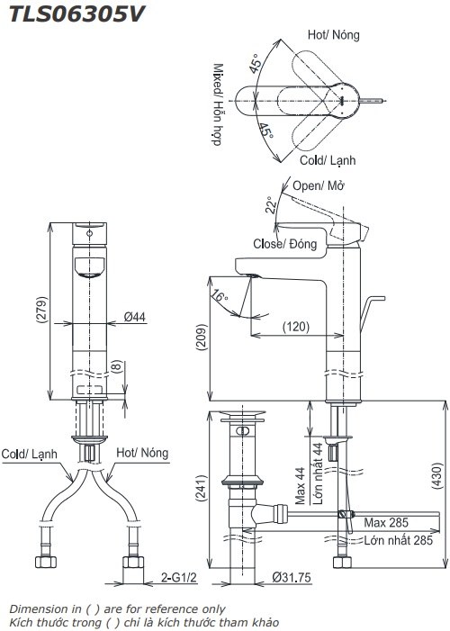 ban-ve-voi-lavabo-toto-tls06305v-tdm-vn Bản vẽ kỹ thuật vòi nước TOTO nóng lạnh TLS 06305V