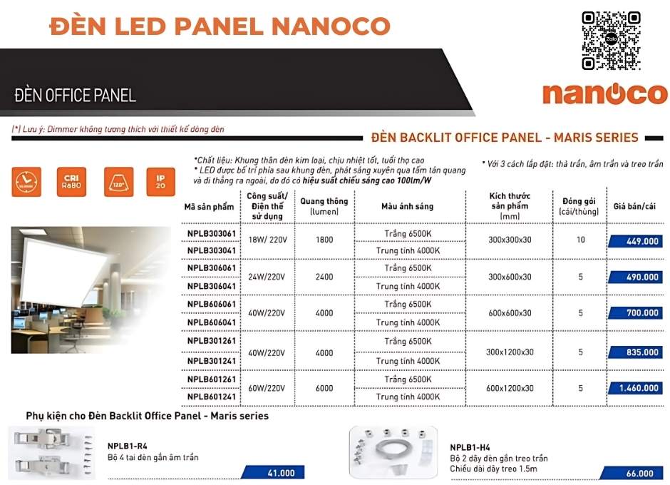 den-led-panel-nanoco-3 Đèn LED Panel Office Nanoco 600x600 - 40W – Mã NPLB6060