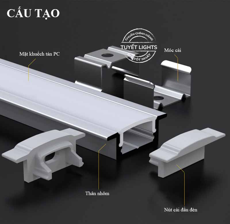 led-thanh-nhom-dinh-hinh-akim-007-1 Cấu tạo thanh nhôm định hình đèn LED Tuyết Lights với mặt khuếch tán PC, móc cài và nút cài đầu đèn