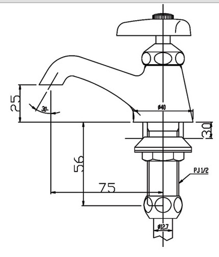 lf1 Bản vẽ kỹ thuật vòi lạnh inax LF-1
