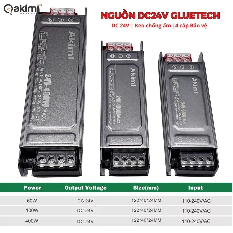 Bộ Nguồn Led Dây DC24V AKIMI GLUETECH 100W - Ảnh 5