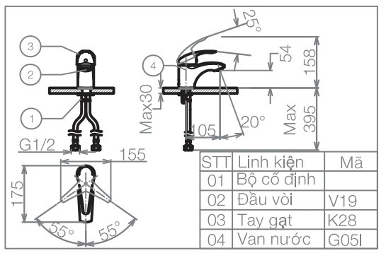 voi-lavabo-viglacera-vg104 Bản vẽ kỹ thuật vòi lavabo Viglacera VG 104