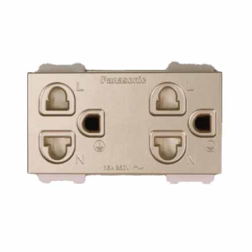 Panasonic Halumie - Ổ Cắm Đôi Có Màn Che Và Dây Nối Đất - Màu Vàng Ánh Kim | WEV1582MYZ - Ảnh 2