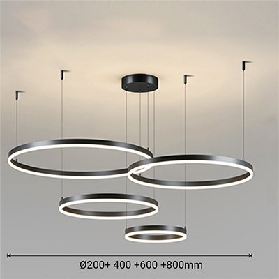 ADR- Đèn Thả Hiện Đại 4 Vòng Ø200 Ø400 Ø600 Ø800 | TL-7001/4BK - Ảnh 6