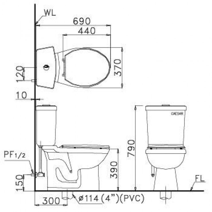 ban-ve-bon-cau-caesar-cd1325-taf060 Bản vẽ bồn cầu Caesar CD1325 + TAF060
