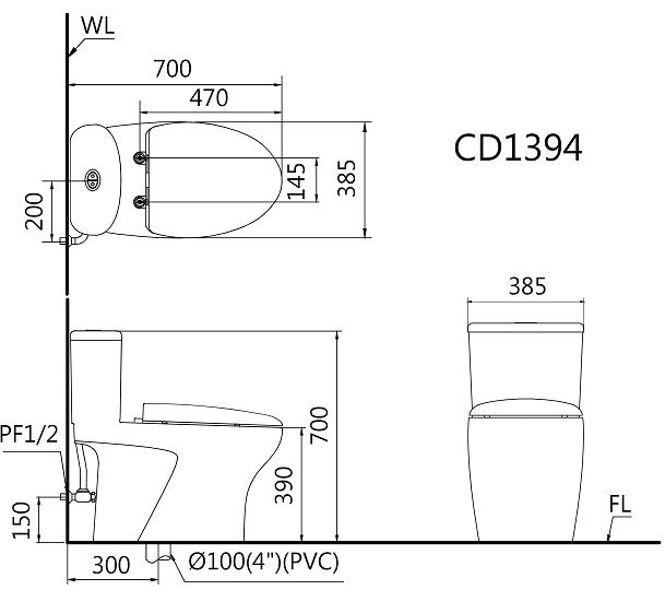 ban-ve-bon-cau-dien-tu-caesar-c1394f-taf710h-co-remote Bản vẽ bồn cầu CAESAR C1394F TAF710H