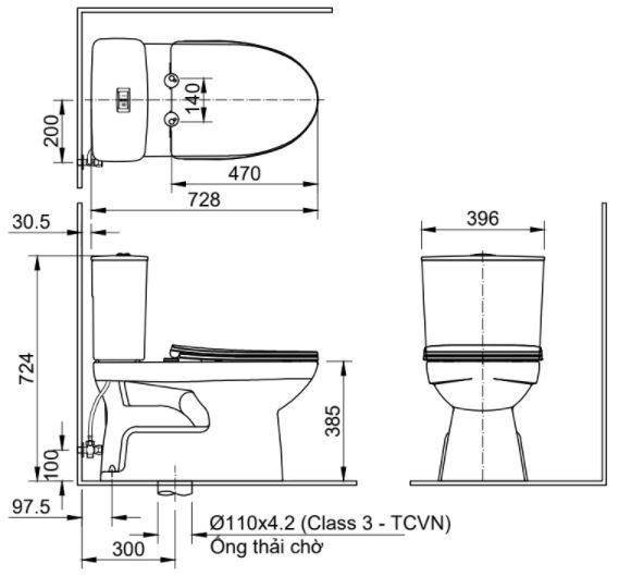 ban-ve-bon-cau-inax-ac-514a-cw-h17vn Bản vẽ bồn cầu INAX AC-514A/CW-H17VN