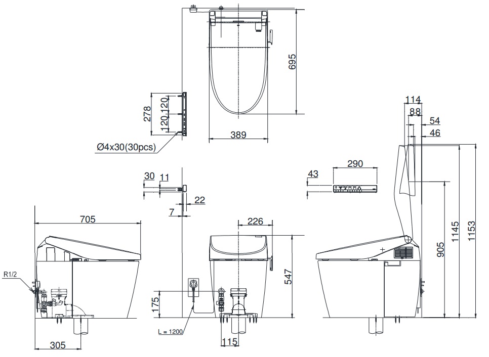 ban-ve-bon-cau-thong-minh-toto-cs985va-tcf9786wa Bản vẽ kỹ thuật bồn cầu Neorest TOTO CS985VA/TCF9786WA