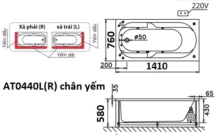 ban-ve-bon-tam-dai-caesar-at0440 Bản vẽ kỹ thuật bồn tắm dài Caesar AT0440L(R) 1.4M