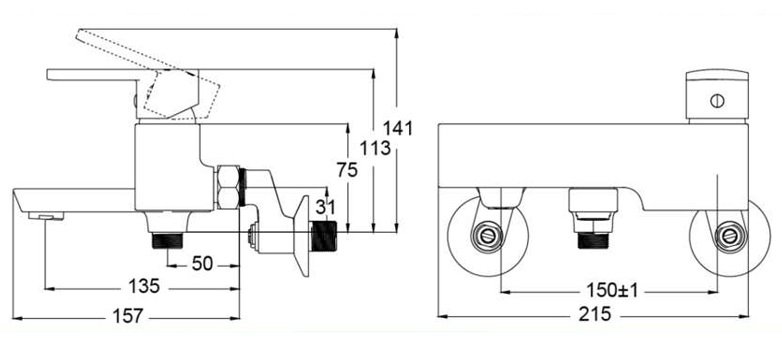 ban-ve-caesar-s553c Bản vẽ kích thước vòi hoa sen Caesar S 553C