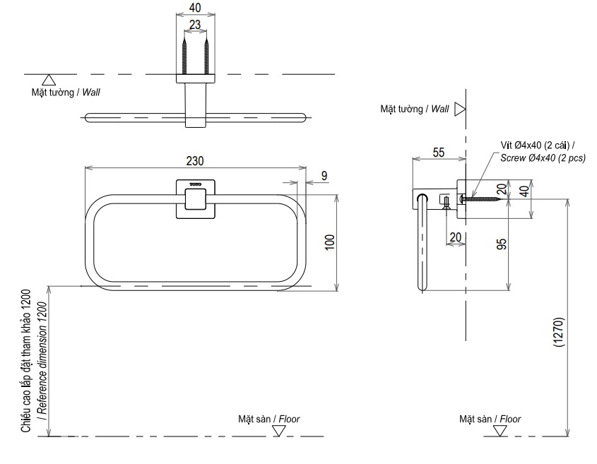 ban-ve-vong-treo-khan-toto-ytt408v Bản vẽ khung treo khăn YTT408V TOTO